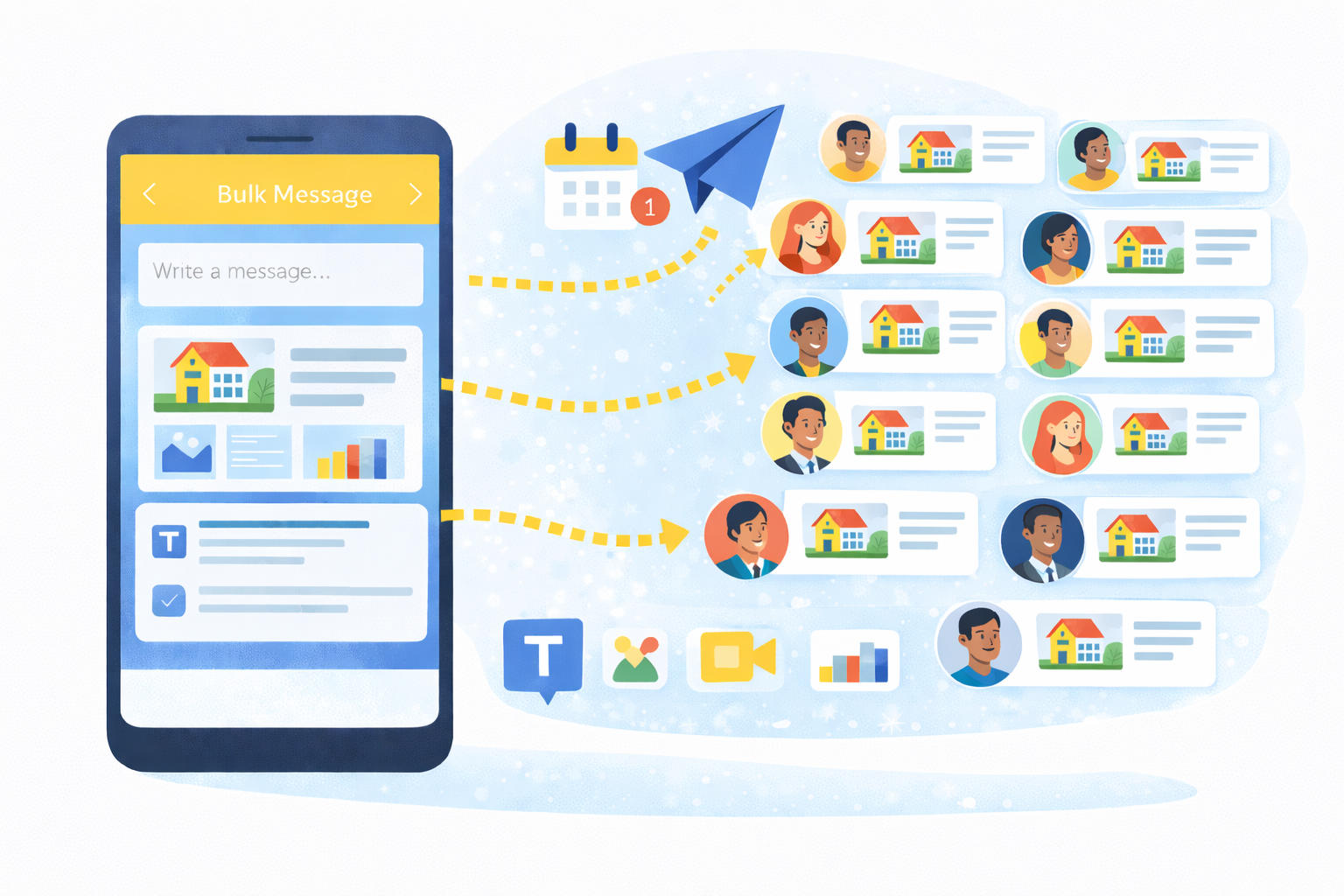 WhatsReply Bulk Sender interface with campaign scheduling